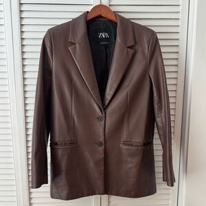 Zara Faux Leather Blazer
